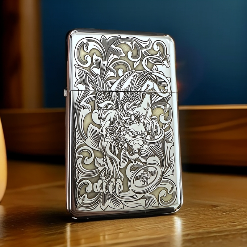 ZORRO佐罗白镍三代790深雕刻贝才色双收防风超薄手感煤油打火机