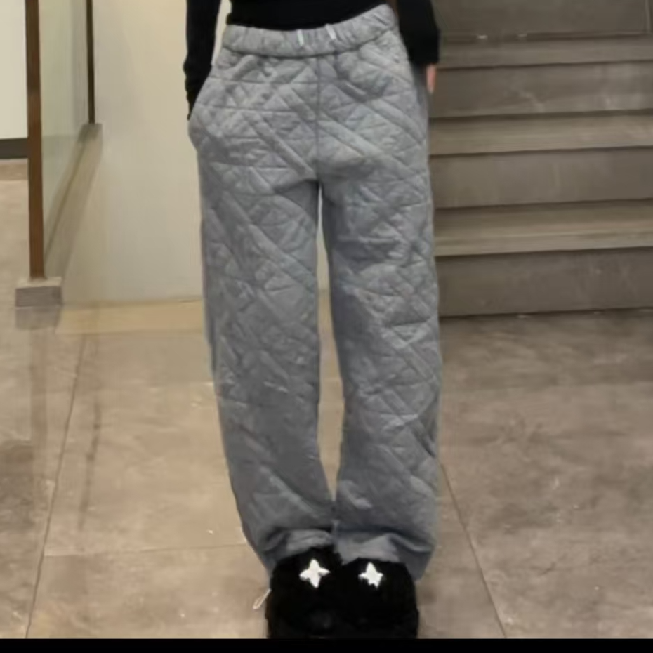 秋冬新款加厚夹棉灰色阔腿裤（小个子拍）