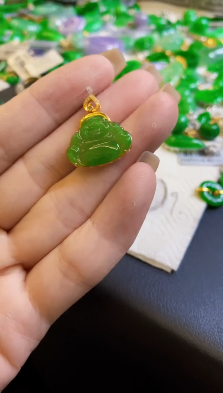 【闪购商品】定制翡翠18K金镶嵌佛公