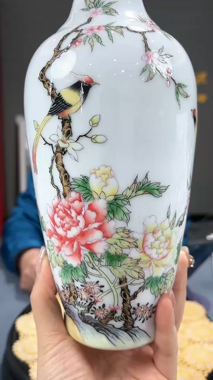 【闪购商品】官窑瓷画院325官窑瓷画院花鸟赏瓶