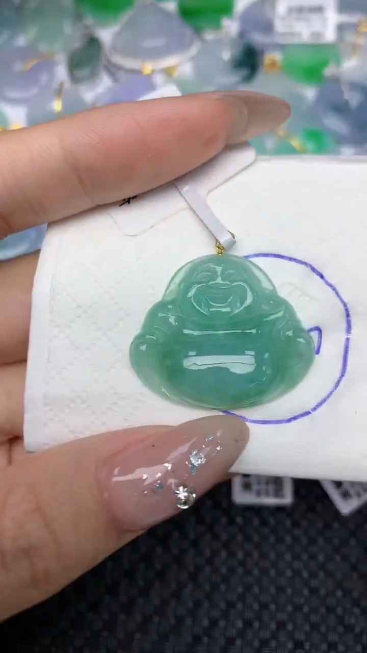 颈饰18K金镶嵌翡翠天然缅甸翡翠a货百元以上9元证书费自理