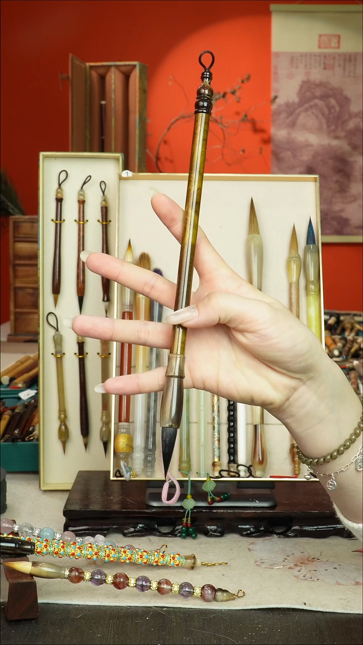 11号闪孤品高货毛笔链接 清水试笔 蘸墨不退