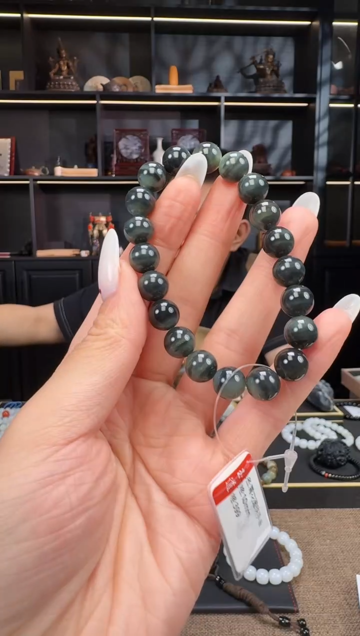 和田玉未镶嵌颈饰10mm青花手串 多样性发