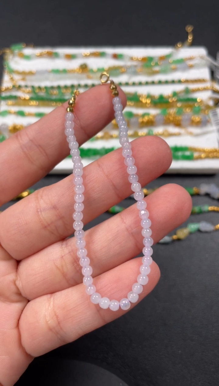 18K金镶嵌手链翡翠一条  P126