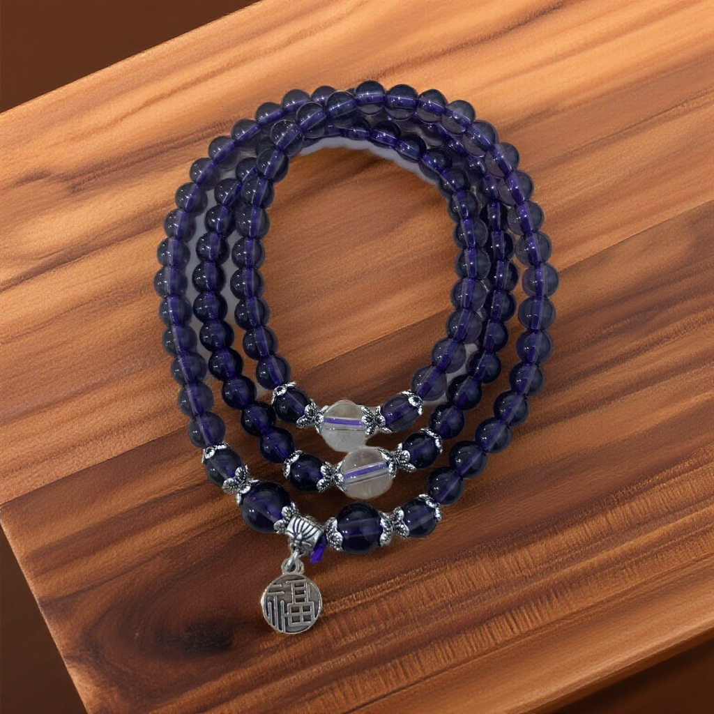 S1138-紫色琉璃0.6双圈精品手串