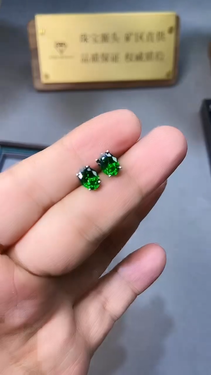 【闪购商品】透辉石耳饰银S925镶嵌354