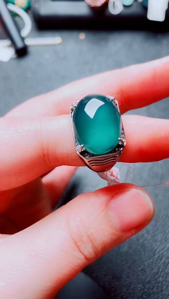 银S925镶嵌戒指翡翠111
