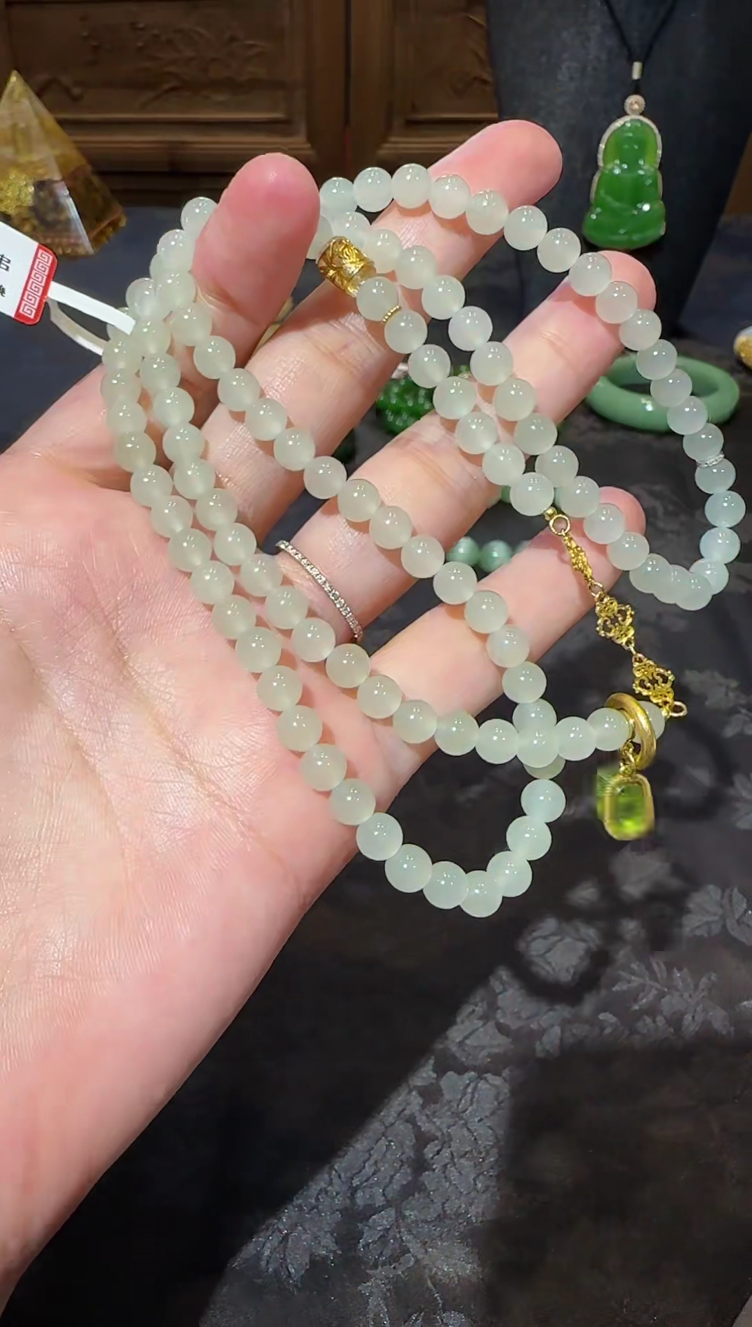 【闪购商品】和田玉手串18K金镶嵌1