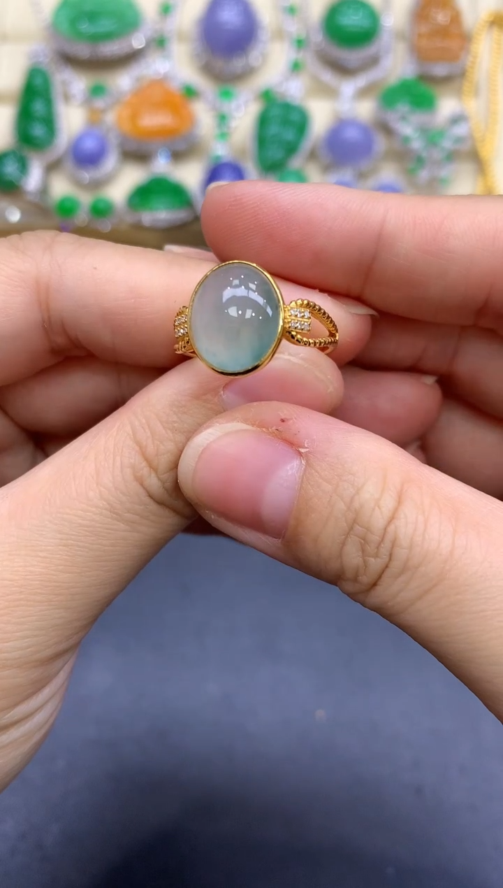 18K金镶嵌戒指翡翠199-中国好珍宝