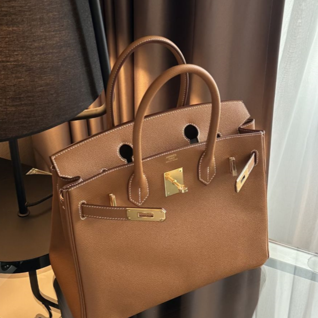 全新未使用 Hermes/爱马仕 小花6枫birkin30 金棕 金扣Z刻EP皮包