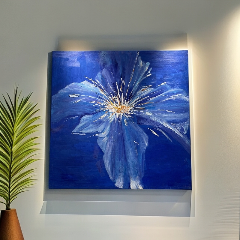 油画手绘抽象（鸢尾花）北欧玄关极简法式客厅背景墙装饰画