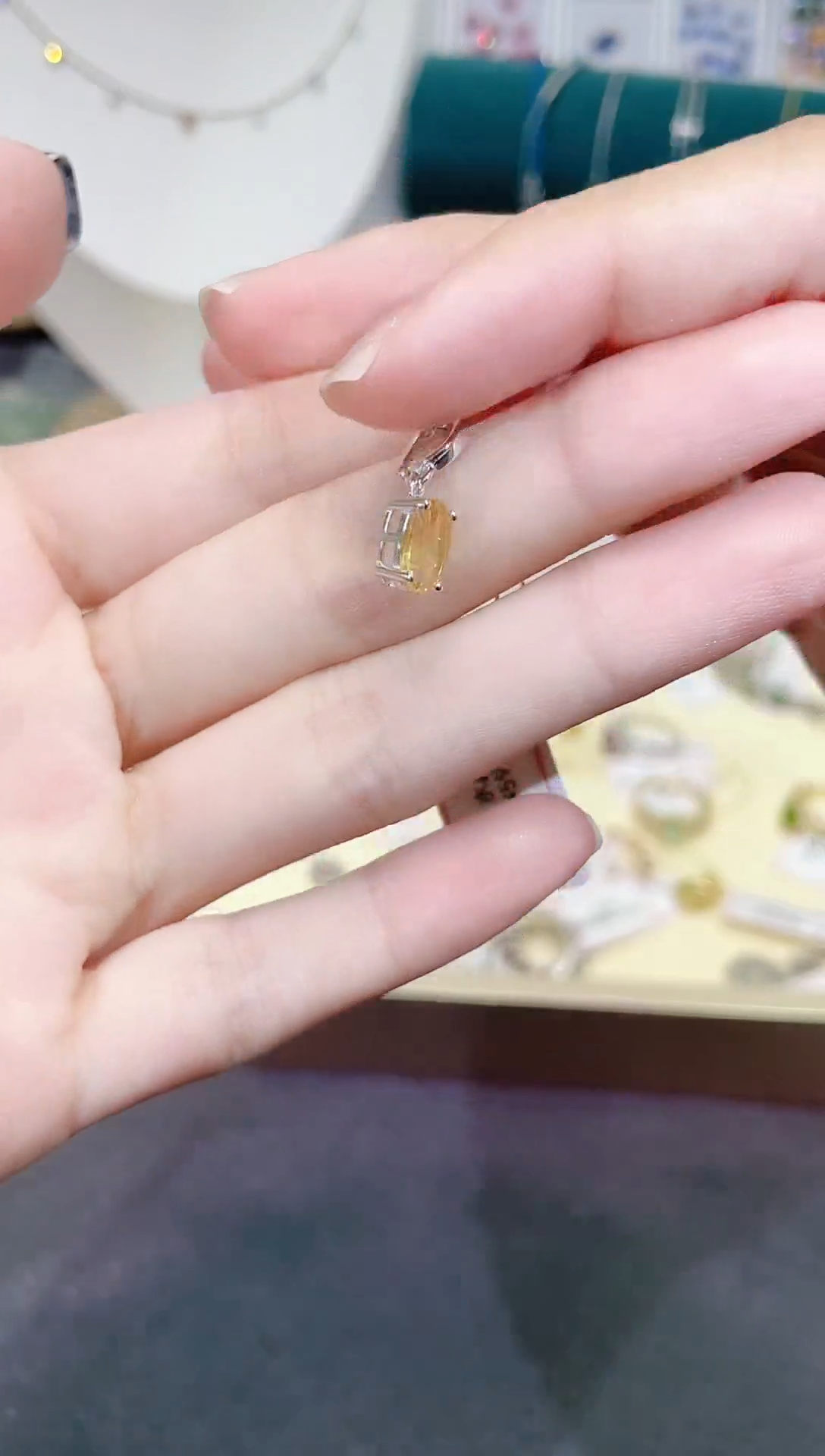 银S925镶嵌颈饰黄晶天然宝石