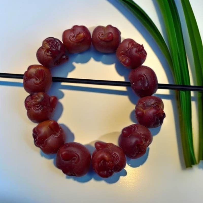 【喜子】橙红老蜡佛19m手串-QW3163多样性发一