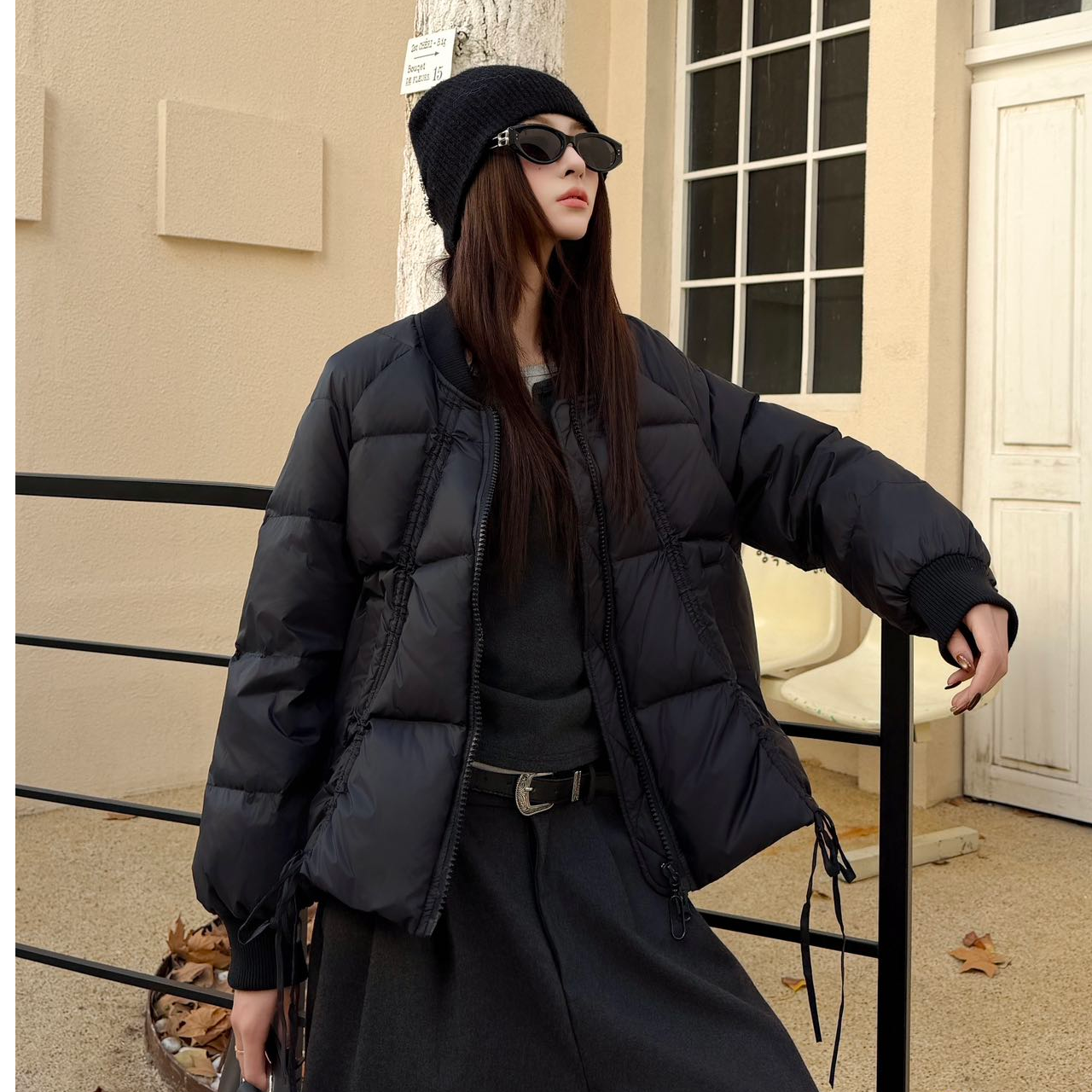 新款保真90绒圆领韩版百搭面包泡芙羽绒服女冬纯色外套短款5518