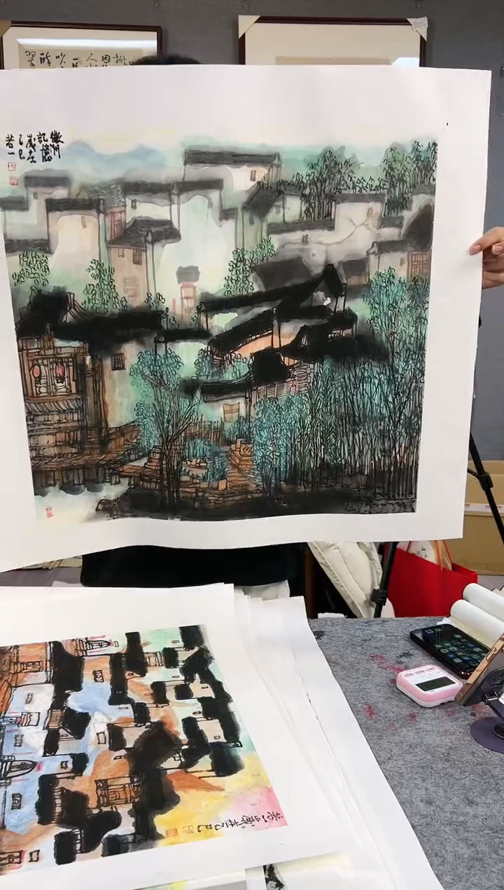 国画L*勇44号张锌绘画托片山水