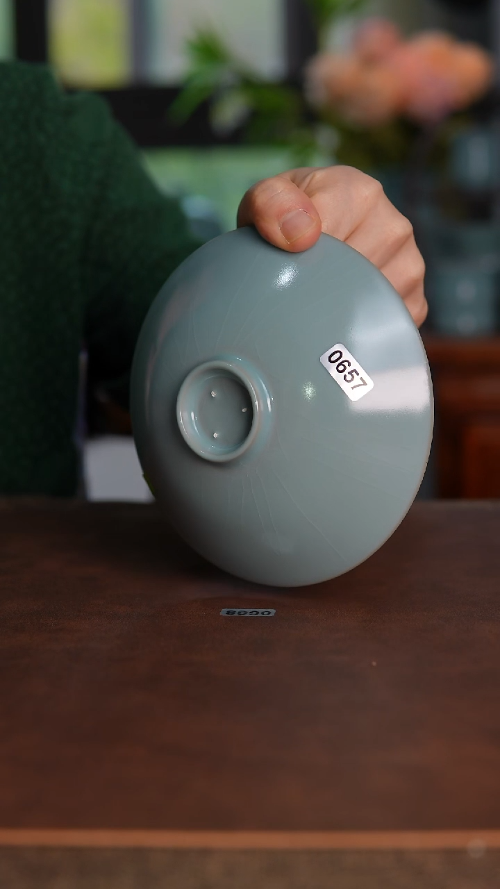 摆件0657天青釉宋式餐盏13.7cm全品