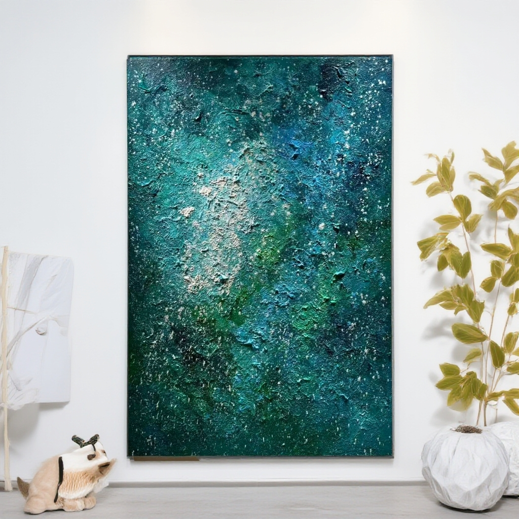 油画手绘抽象《星空》北欧玄关极简法式客厅背景墙装饰画工装装饰