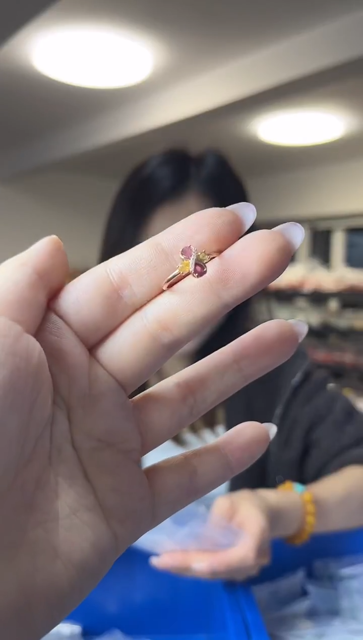 银S925镶嵌戒指碧玺（多样性发一件）