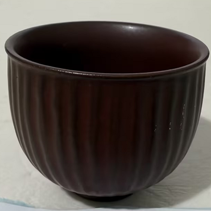 阿茶 竖纹暗红釉杯40ml零配（Q4135）