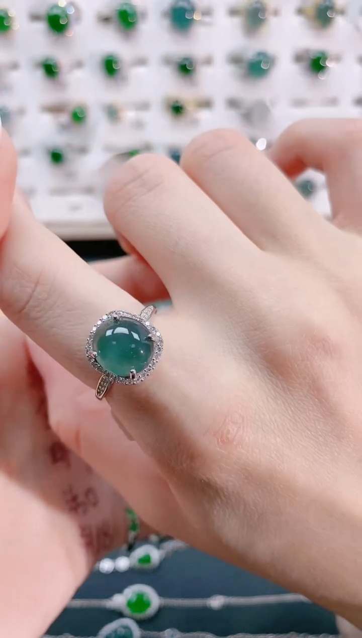 【闪购商品】翡翠戒指银S925镶嵌天然翡翠