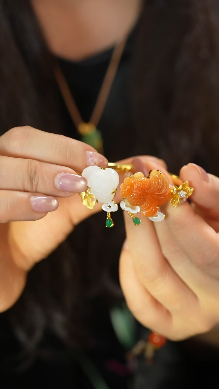 银S925镶嵌手镯和田玉手镯