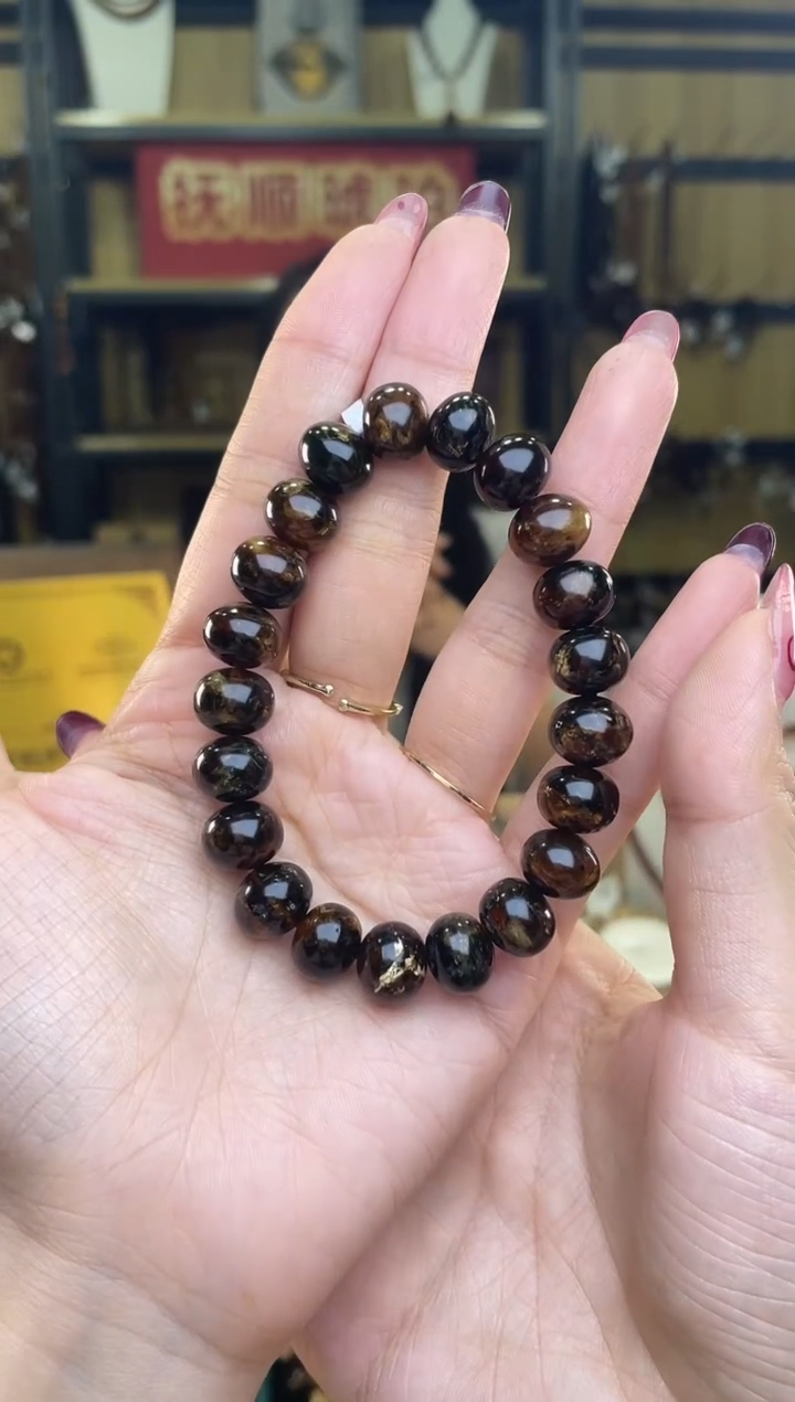【闪购商品】琥珀裸石未镶嵌11+黑花手串