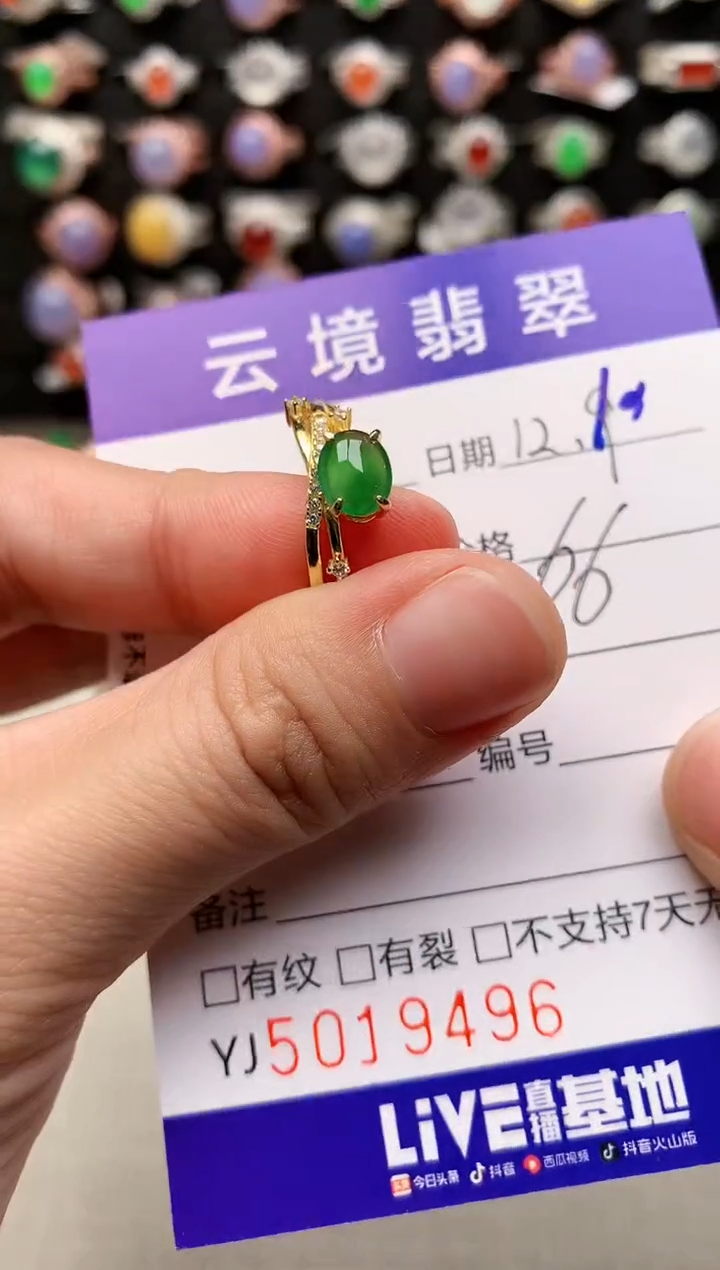 银S925镶嵌戒指翡翠9496