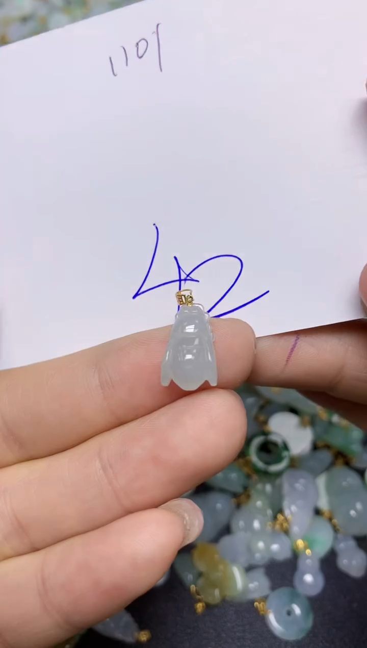 【闪购商品】翡翠挂件18K金镶嵌 天然翡翠A货