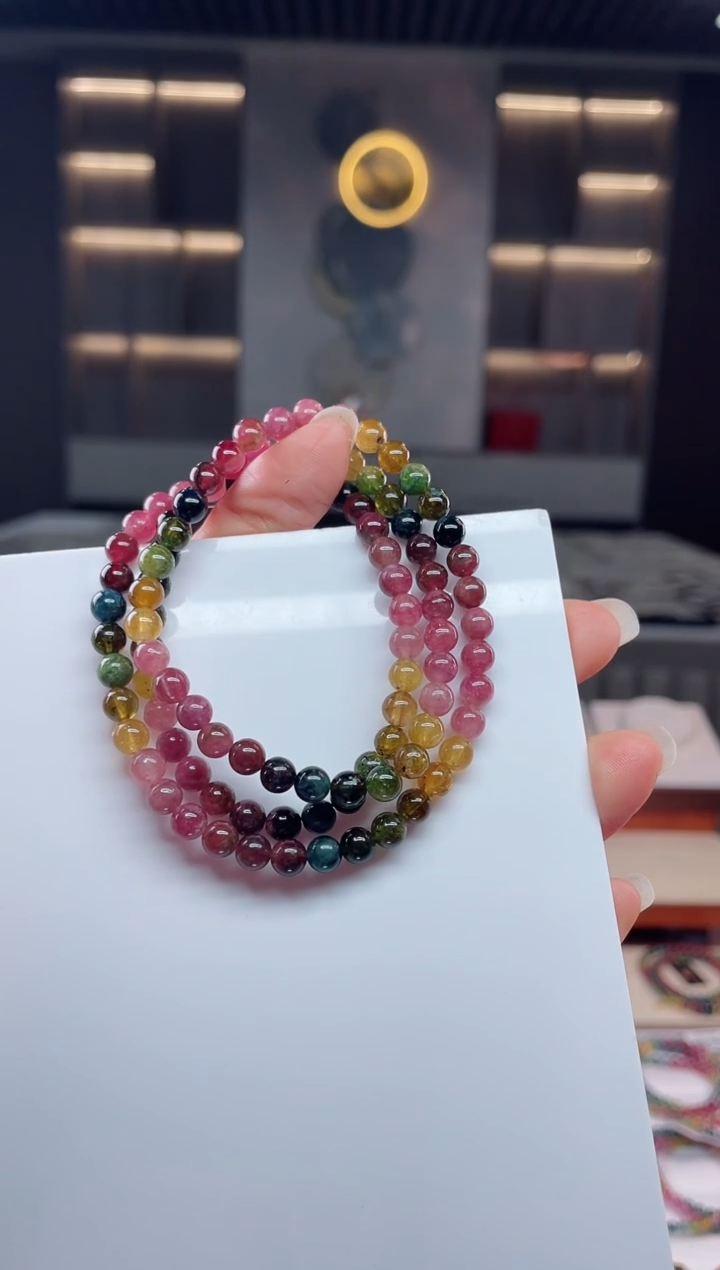 未镶嵌老矿碧玺三圈手串5mm+碧玺（多样性发一条）Q