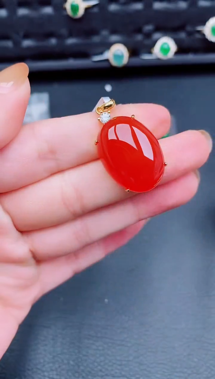 【闪购商品】玛瑙/玉髓颈饰银S925镶嵌天然a货翡翠335