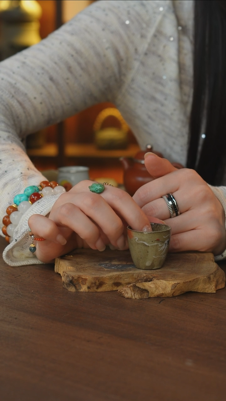 陶泥小仙鹤杯....