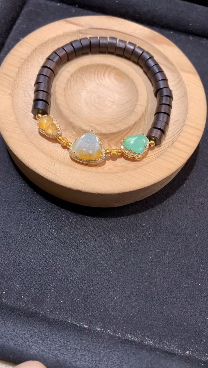 银S925镶嵌手串翡翠手串