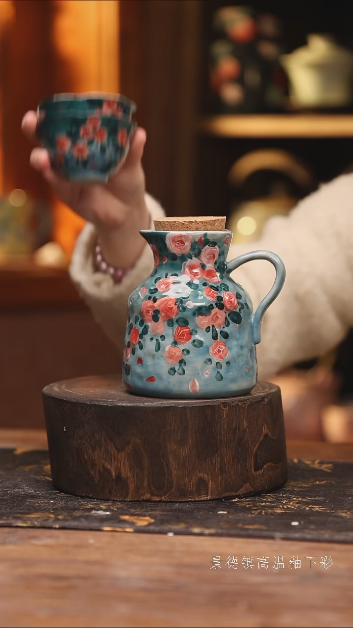 陶瓷景德镇高温釉下手绘陶瓷@L748@