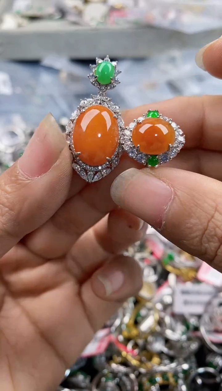 银S925镶嵌戒指翡翠444---8