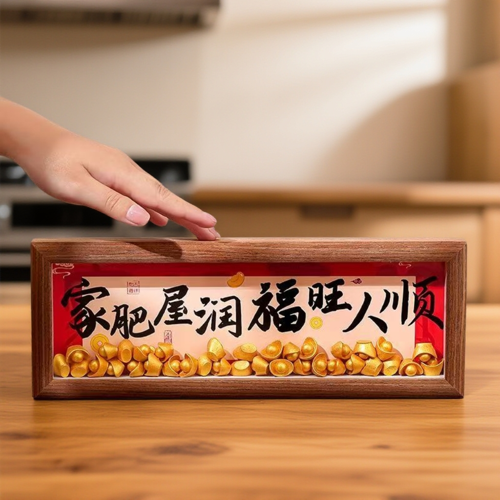 招财金元宝相框摆件乔迁之喜装饰新居礼物客厅玄关喜庆装饰摆台