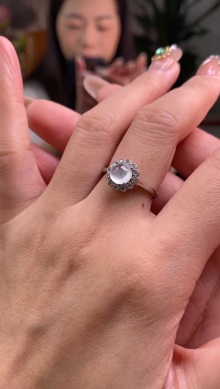 颈饰银S925镶嵌翡翠净货15562