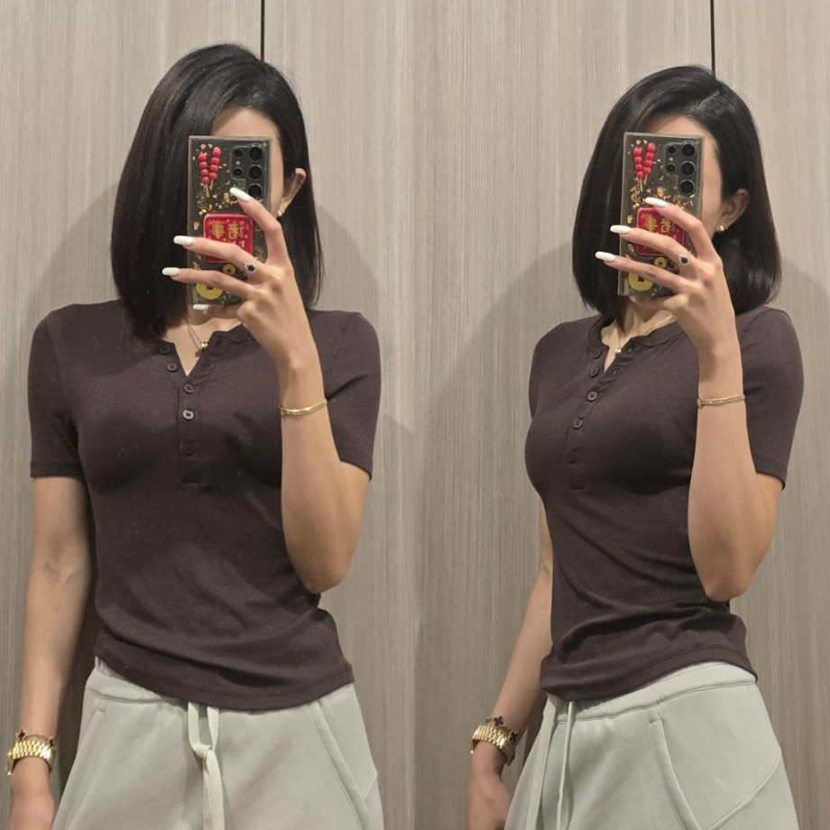 LioraGrace柔软亲肤莫代尔打底亨利衫短袖长袖显瘦百搭老钱风女装