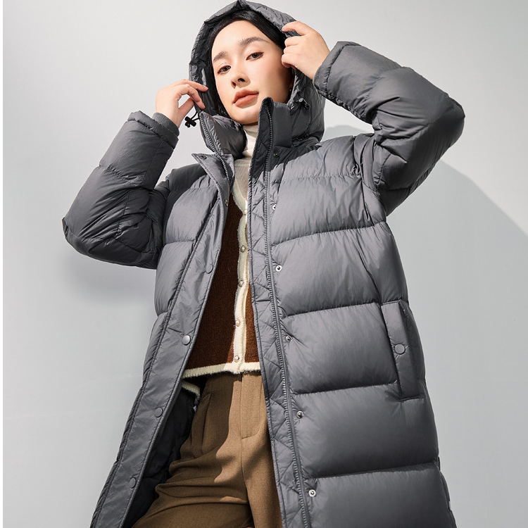 BUTTON/扣上飞90白鹅绒羽绒服男女长款韩版显瘦休闲防寒-35度