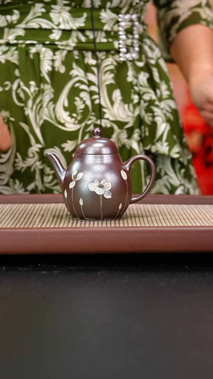 茶壶紫砂柴烧高梨泥绘