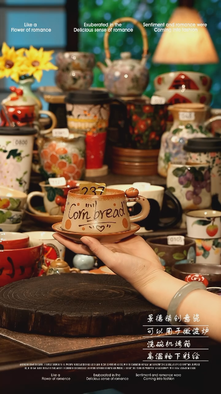 陶瓷景德镇高温釉下彩手工手绘款式