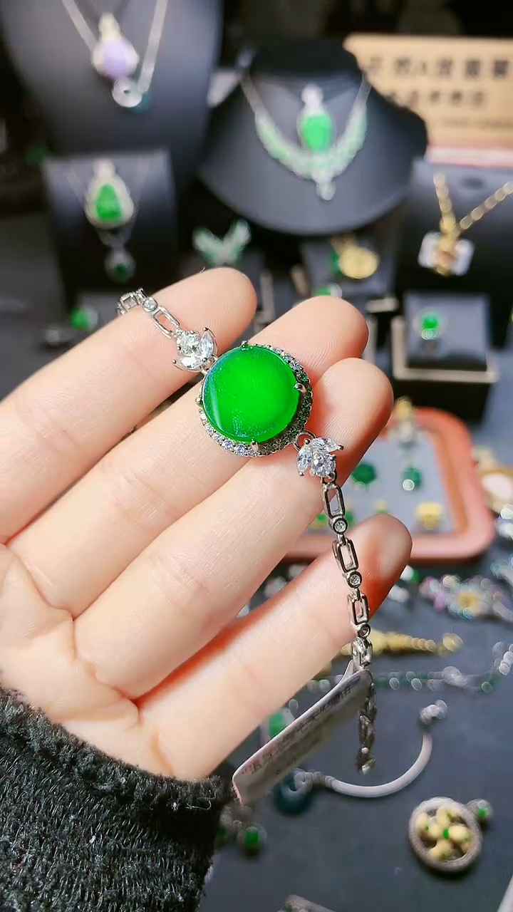 【闪购商品】翡翠手链银S925镶嵌手链