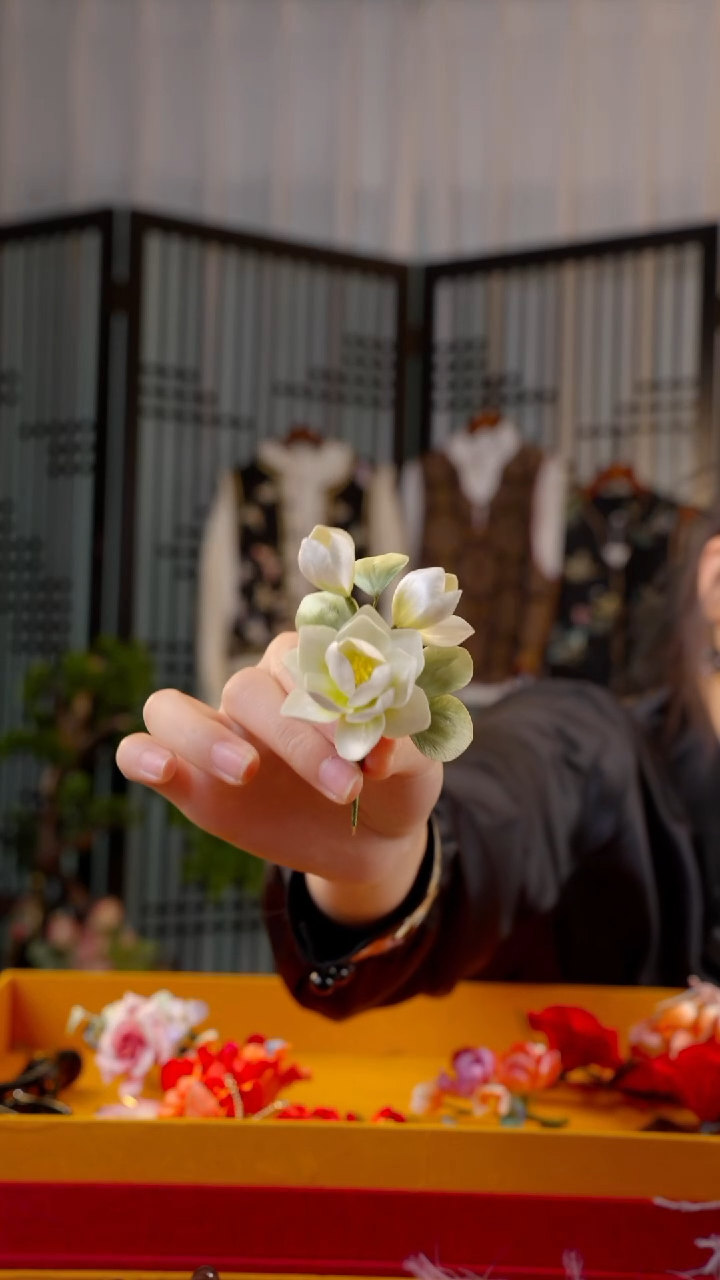 刺绣王*胆非遗绒花手工饰品