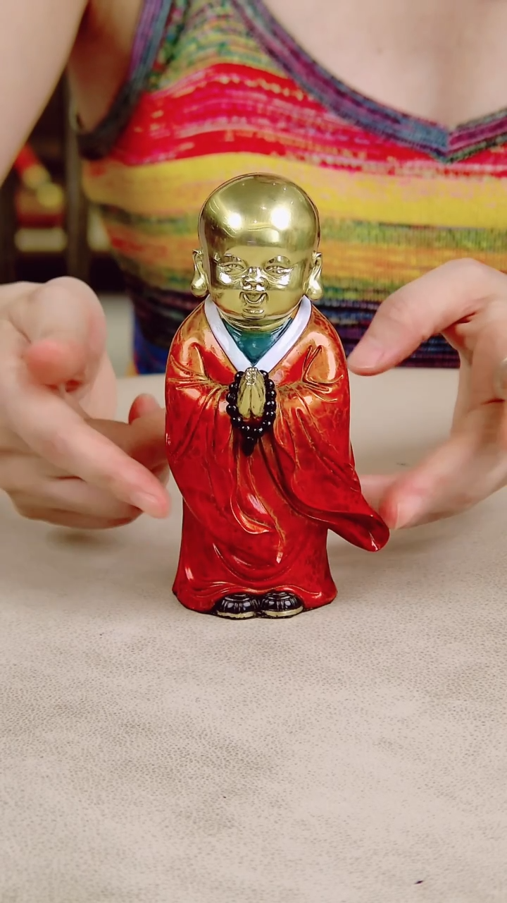 黄铜全黄铜摆件小和尚