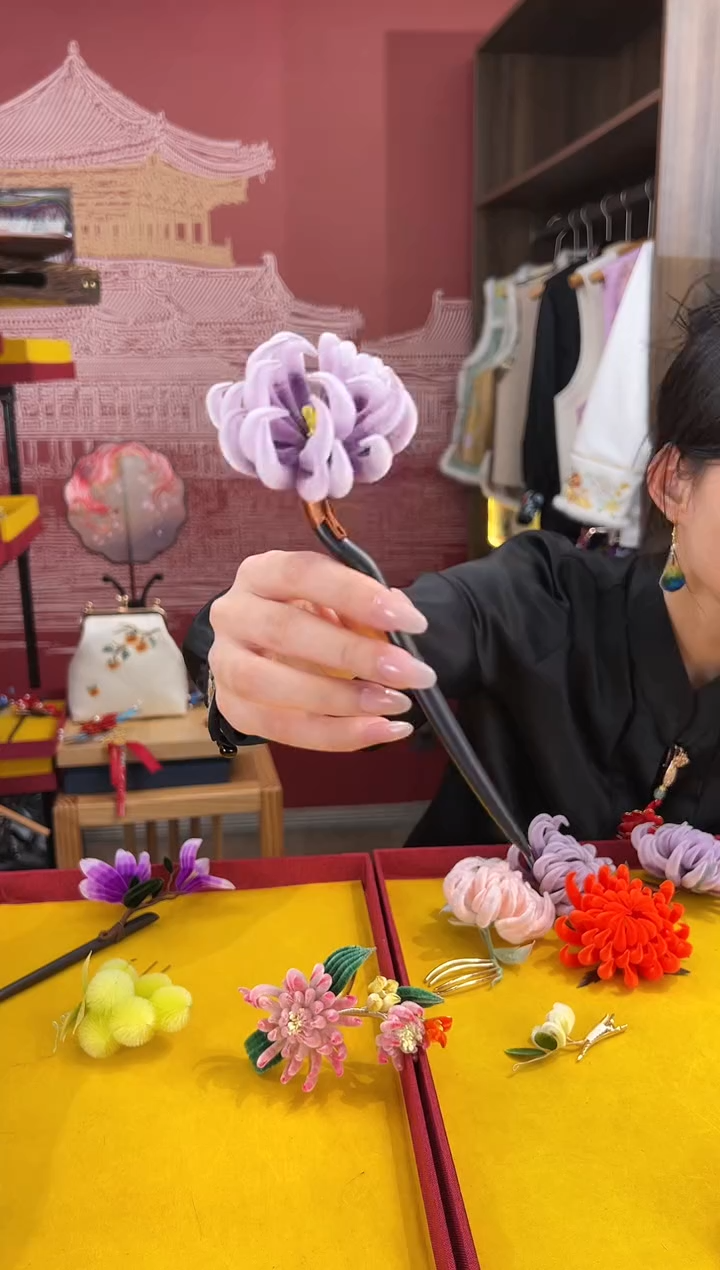 【闪购商品】刺绣非遗绒花（发饰）