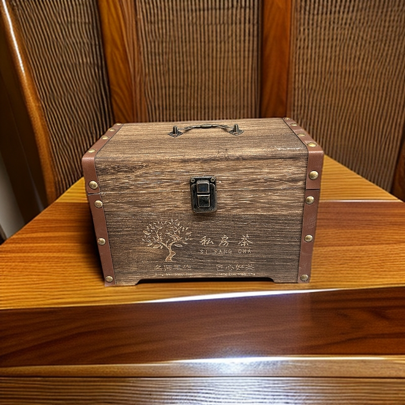 铆钉复古实木收纳箱茶叶实储茶盒普洱茶木盒小礼盒空盒散茶木箱