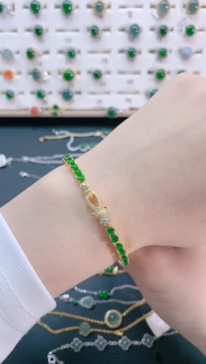 【闪购商品】翡翠手链银S925镶嵌天然翡翠