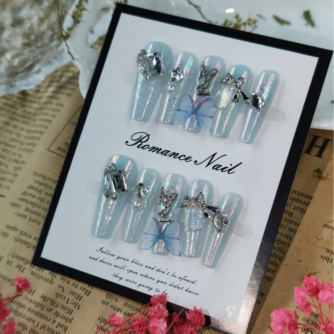 【全疆包邮061】高级纯欲纯手工穿戴甲ins风穿戴式可爱清新冰透