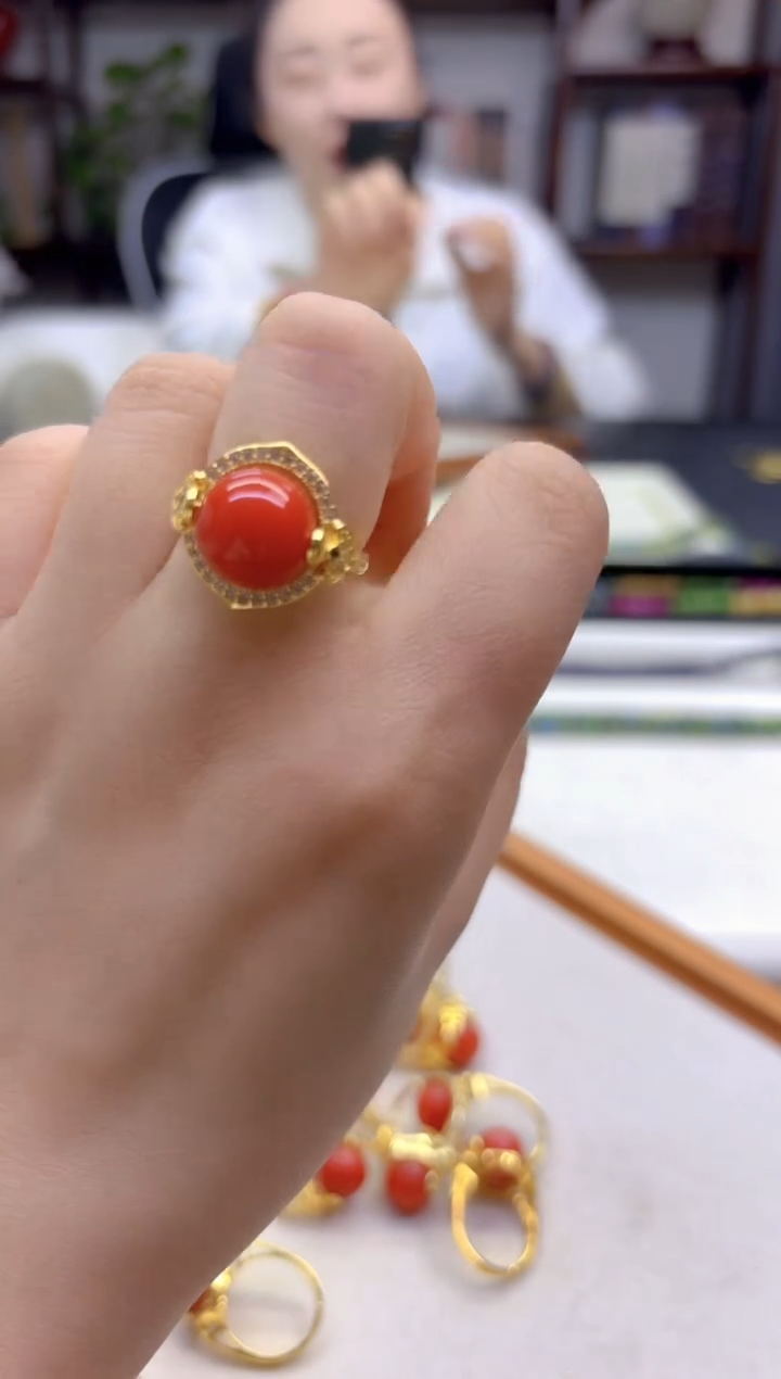 14K金镶嵌戒指翡翠DIY款J128