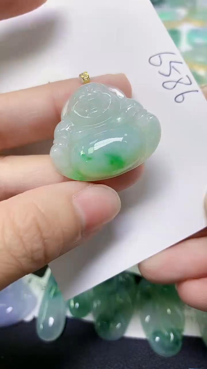 翡翠18K金镶嵌颈饰天然自然緬甸A貨翡翠