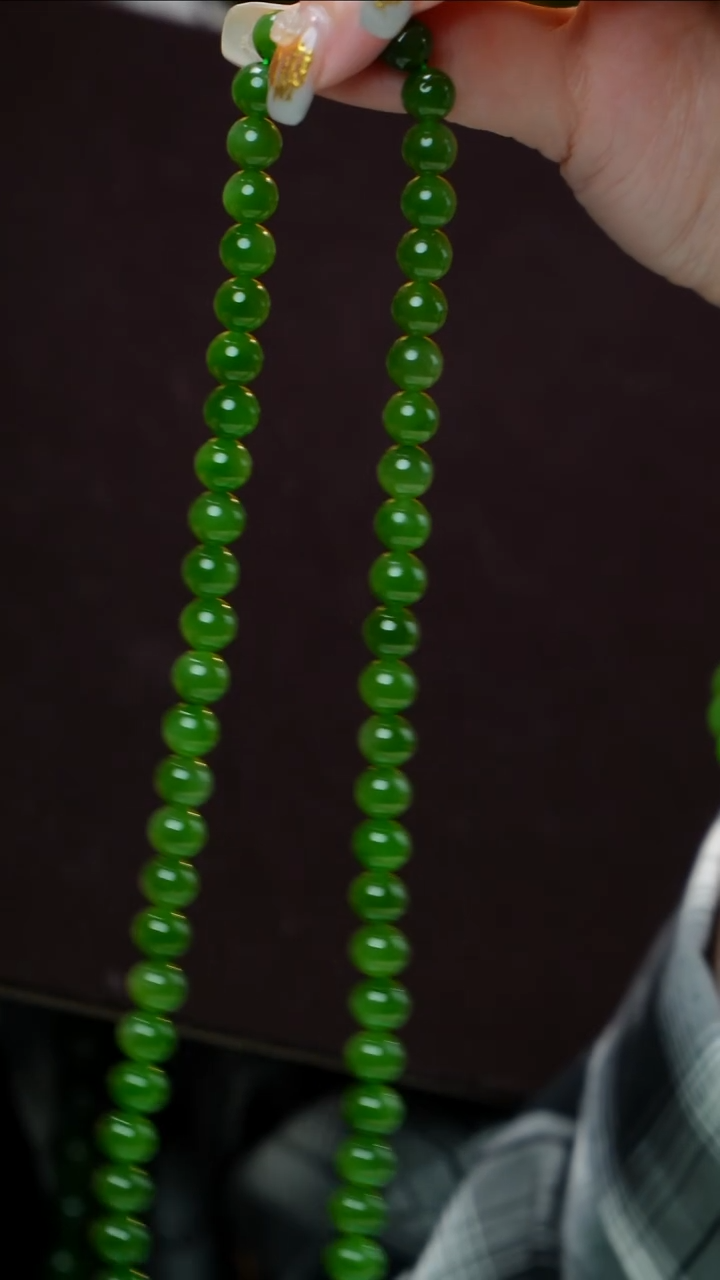 和田玉（碧玉）未镶嵌项链碧玉项链7-8mm 多样性发其一